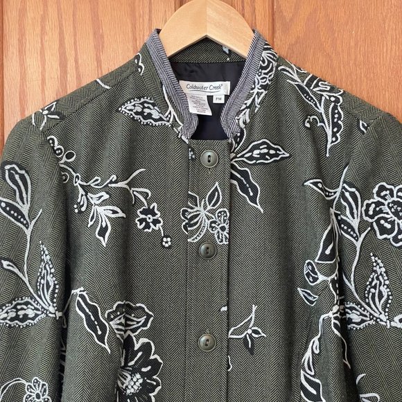 Coldwater Creek Jacket Blazer Womens PM Mandarin Collar Floral Lined Long Sleeve - Picture 5 of 11